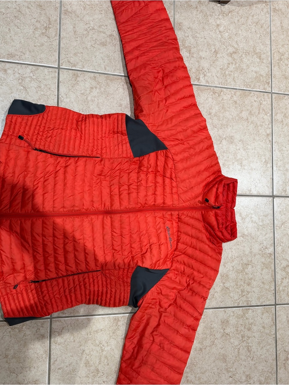 Eddie Bauer Red Quilted Jacket with Black Trim